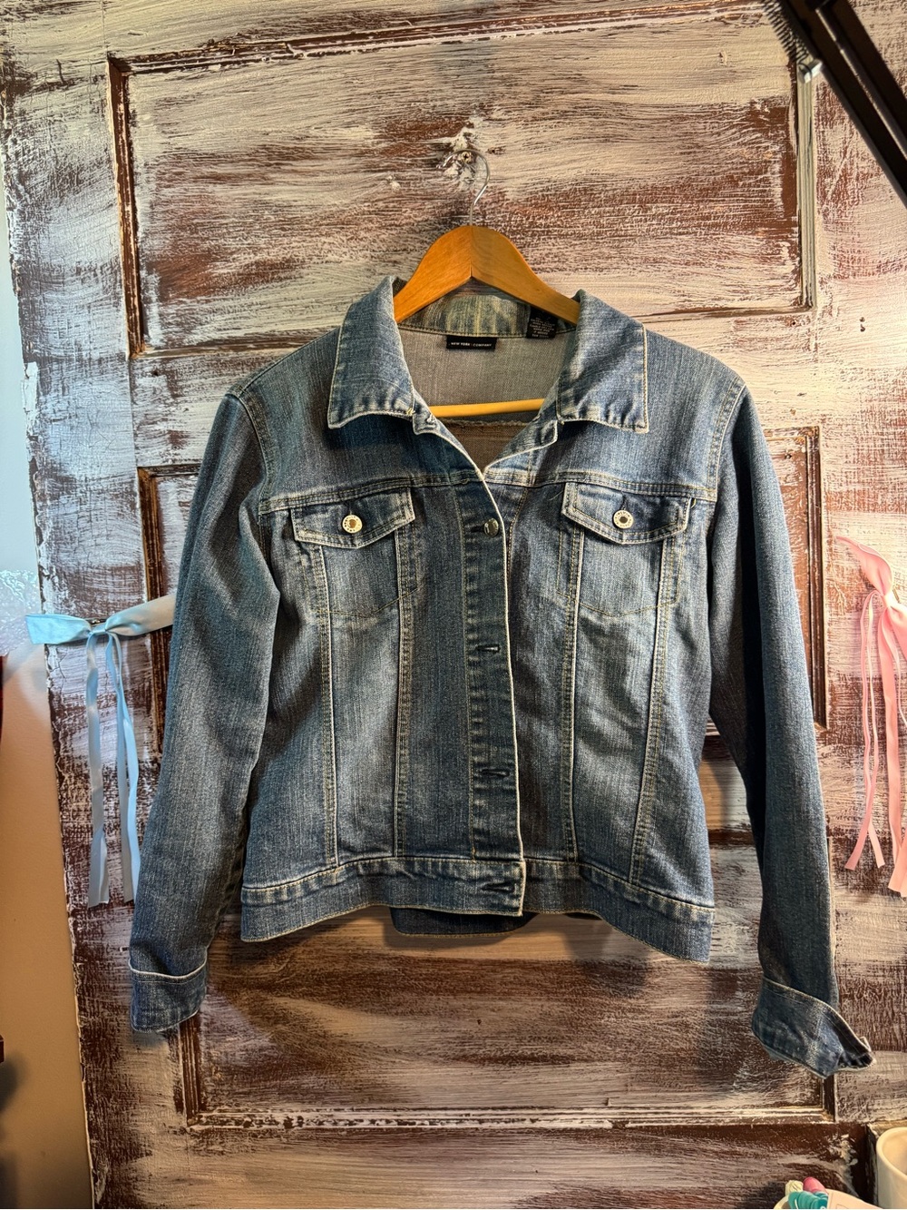 New York & Company Women's Light Blue Denim Jean Jacket